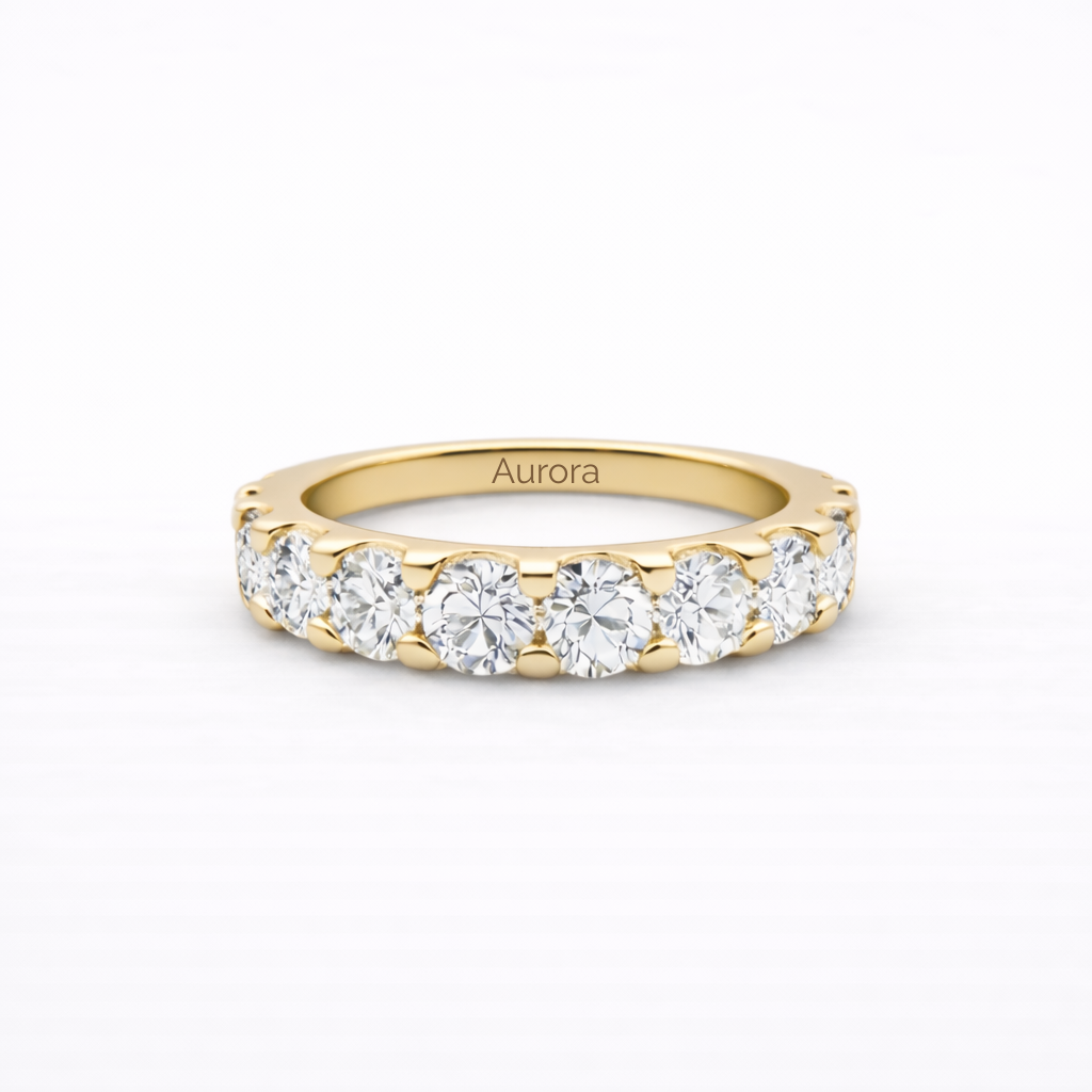 Aurora Statement Eternity Ring – 5 mm Moissanite | 14K Yellow Gold