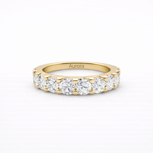 Aurora Statement Eternity Ring – 5 mm Moissanite | 14K Yellow Gold