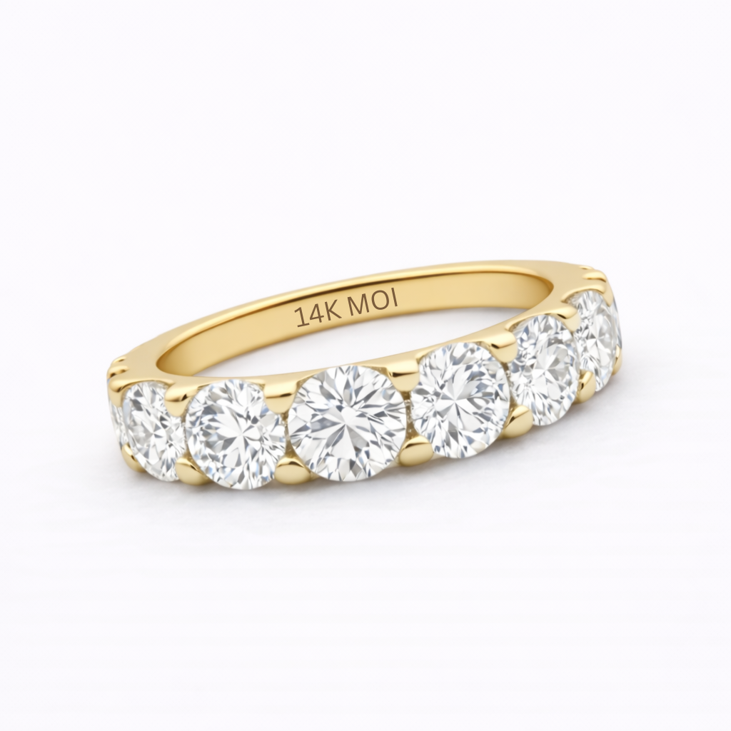 Aurora Statement Eternity Ring – 5 mm Moissanite | 14K Yellow Gold