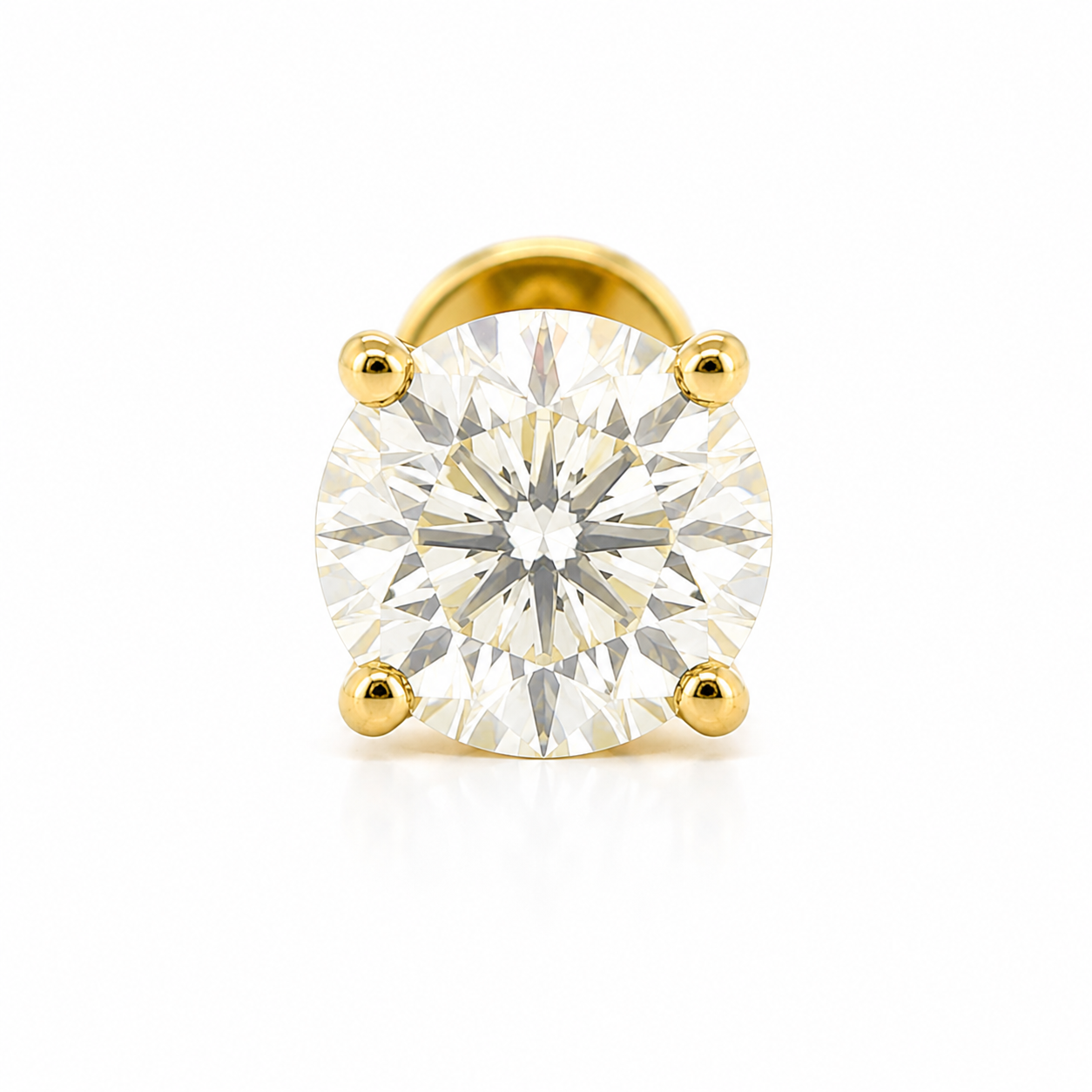 Aurora Statement Moissanite Push Pin Stud – 5 mm | 14K Yellow Gold