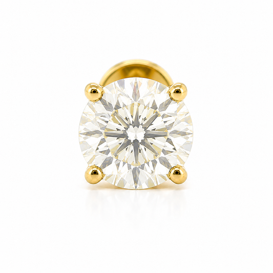 Aurora Statement Moissanite Push Pin Stud – 5 mm | 14K Yellow Gold