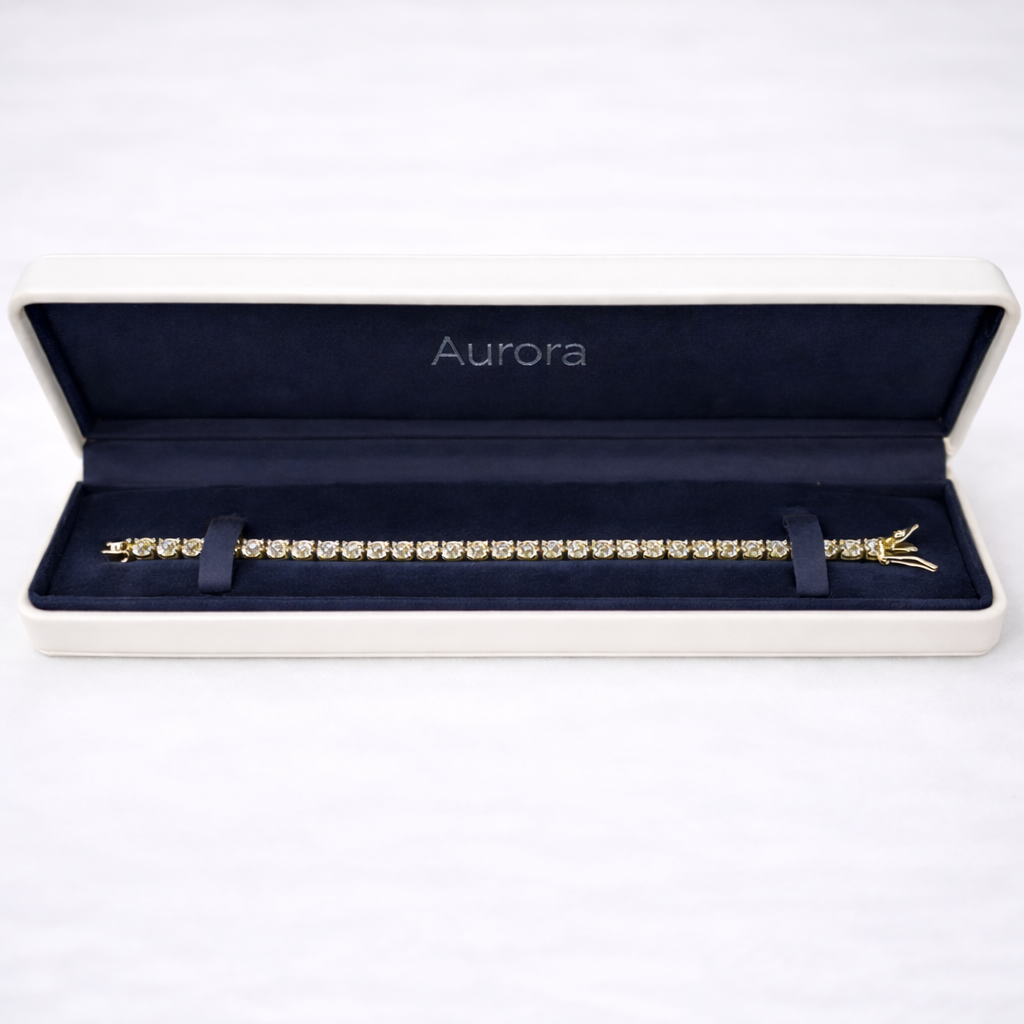 Aurora Statement Tennis Bracelet – 5 mm Moissanite | 14K Yellow Gold