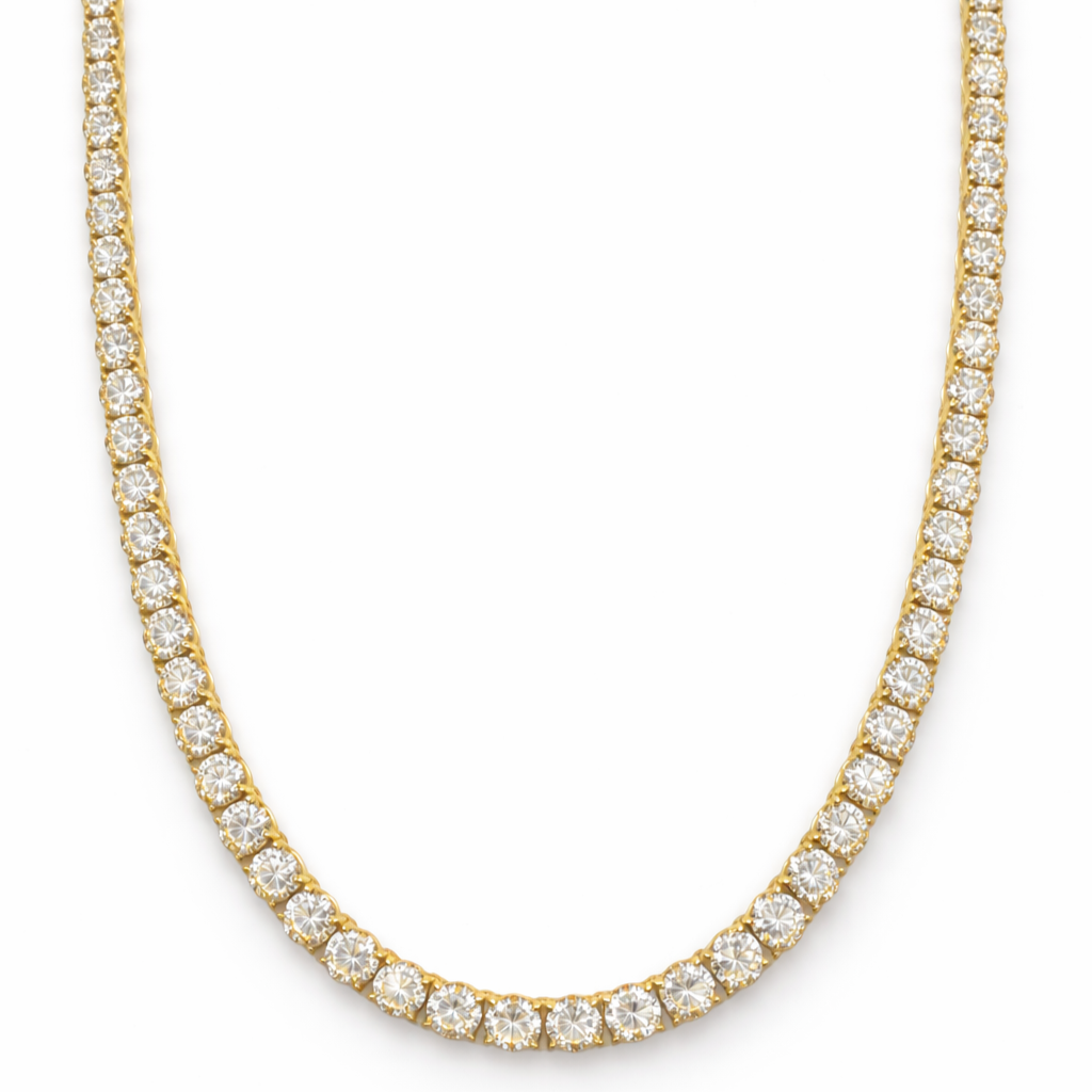 Aurora Statement Tennis Chain – 5 mm Moissanite | 14K Yellow Gold