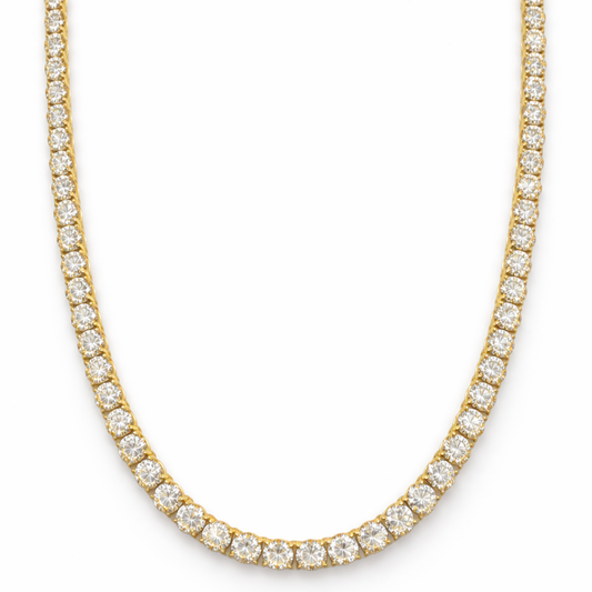 Aurora Statement Tennis Chain – 5 mm Moissanite | 14K Yellow Gold