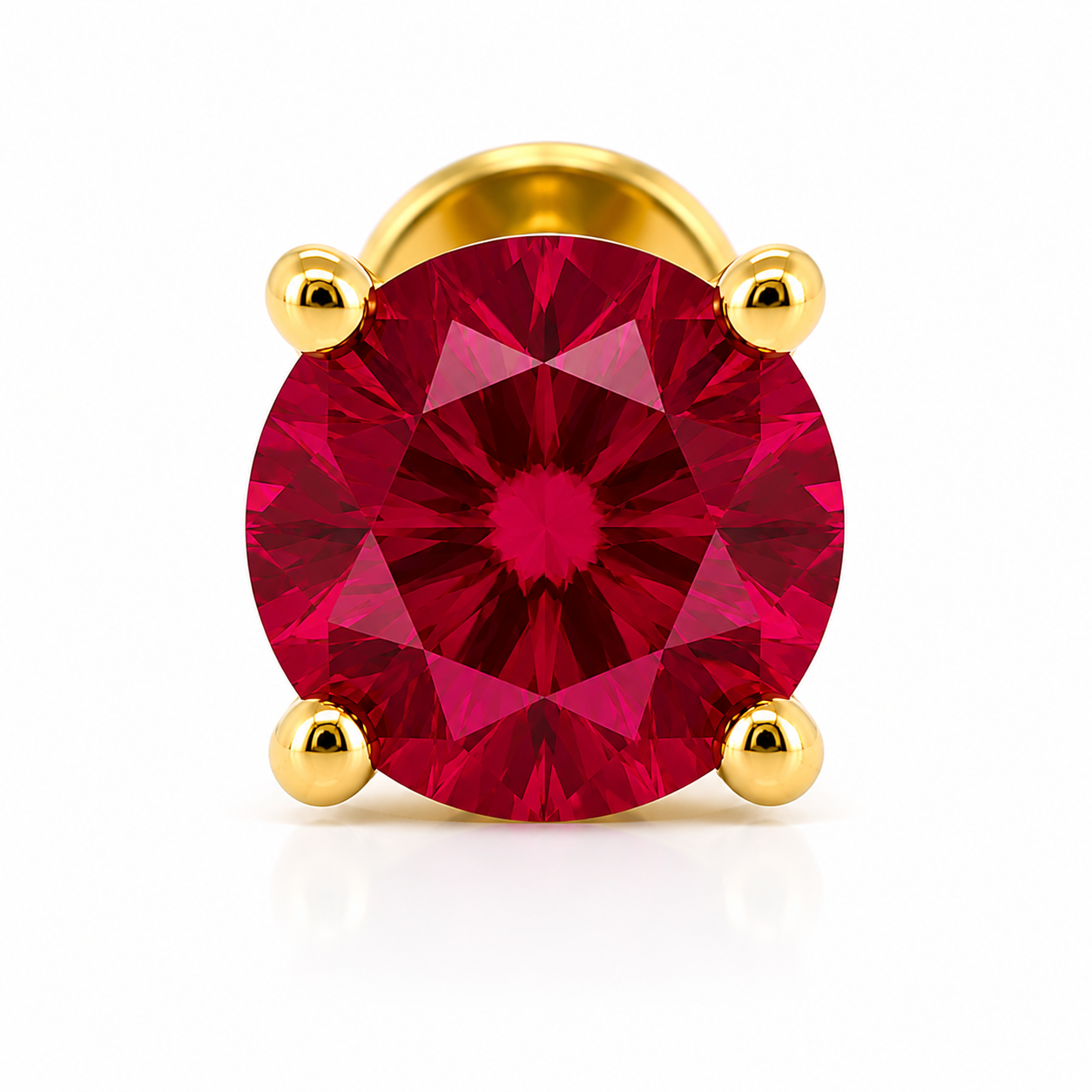 Aurora Statement Ruby Push Pin Stud – 5 mm | 14K Yellow Gold