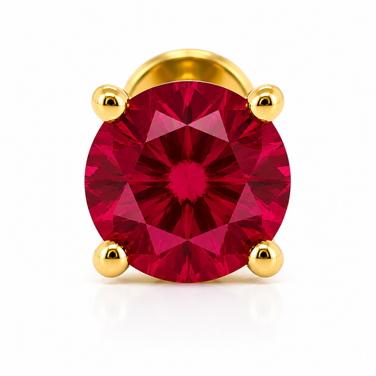 Aurora Statement Ruby Threaded Stud – 5 mm | 14K Yellow Gold