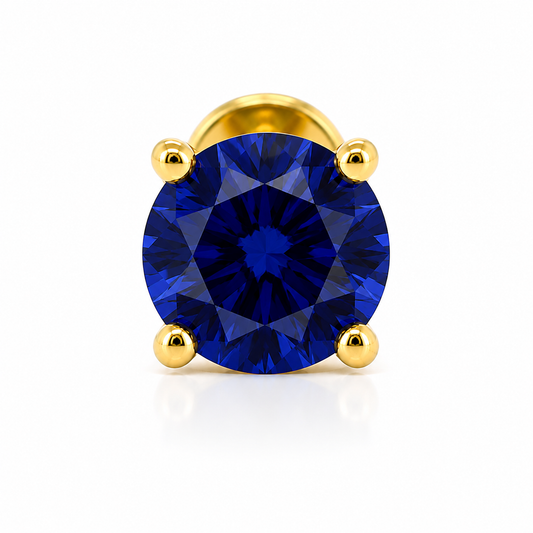 Aurora Statement Sapphire Push Pin Stud – 5 mm | 14K Yellow Gold
