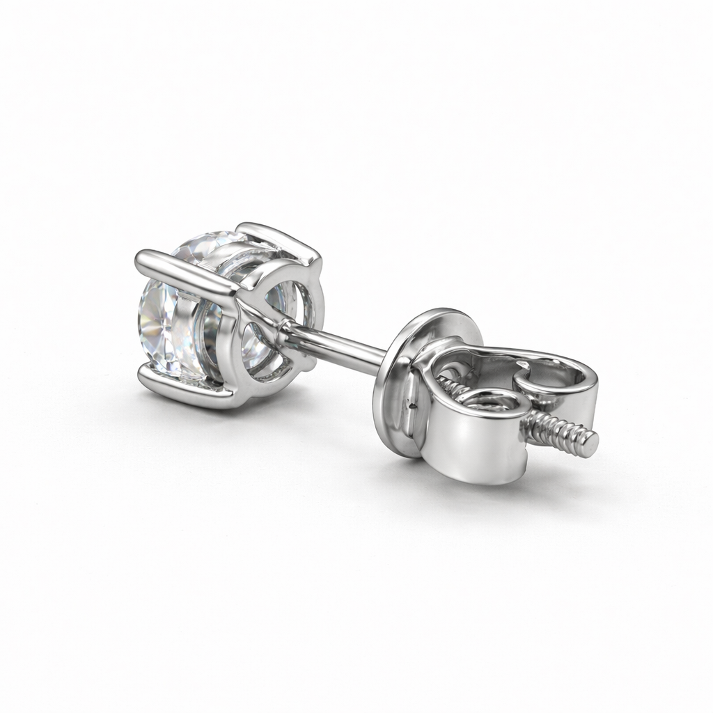 Aurora Fine Diamond Solitaire Stud Earrings – 5 mm | 925 Sterling Silver