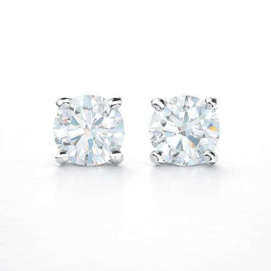Aurora Fine Diamond Solitaire Stud Earrings – 5 mm | 925 Sterling Silver