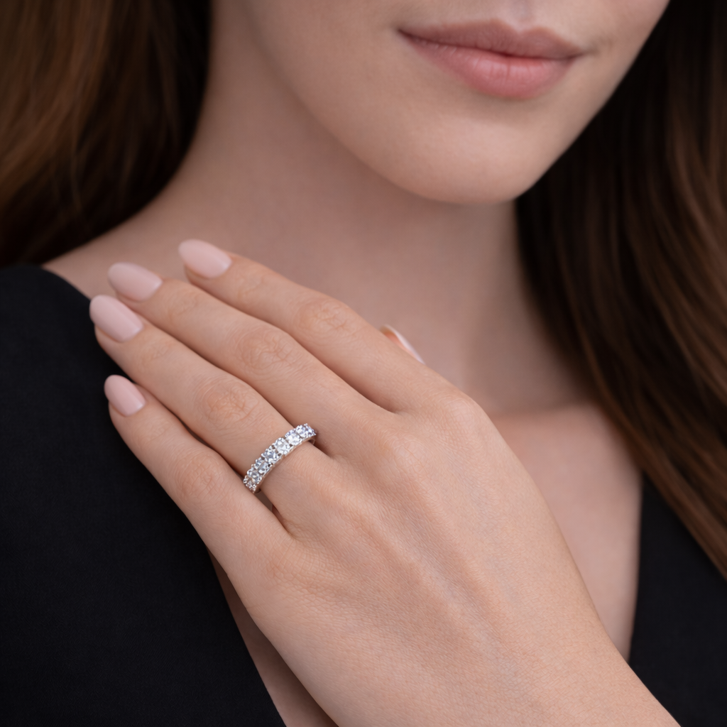 Aurora Statement Eternity Ring – 5 mm Moissanite | 925 Sterling Silver