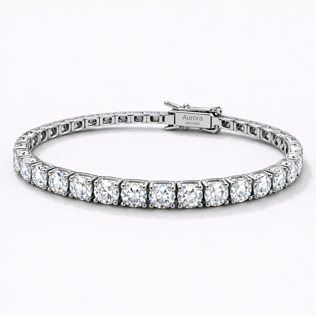 Aurora Statement Tennis Bracelet – 5 mm Moissanite | 925 Sterling Silver