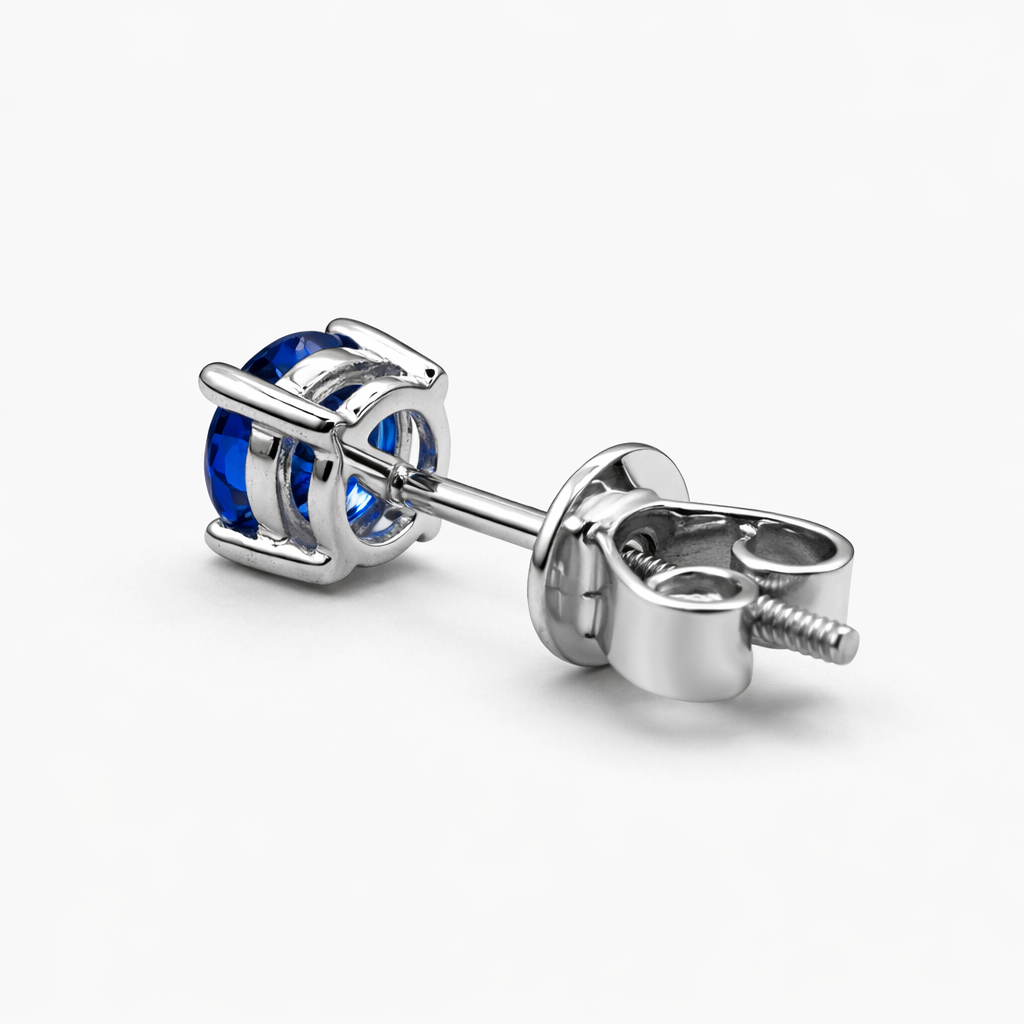 Aurora Fine Sapphire Solitaire Stud Earrings – 5 mm | 925 Sterling Silver