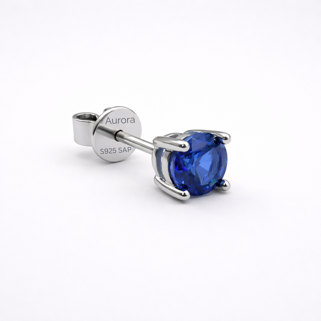 Aurora Fine Sapphire Solitaire Stud Earrings – 5 mm | 925 Sterling Silver