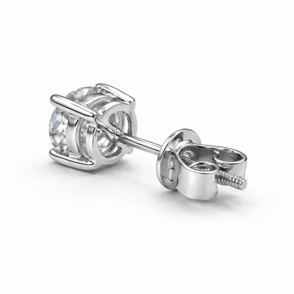 Aurora Signature Diamond Solitaire Stud Earrings – 6.5 mm | 925 Sterling Silver