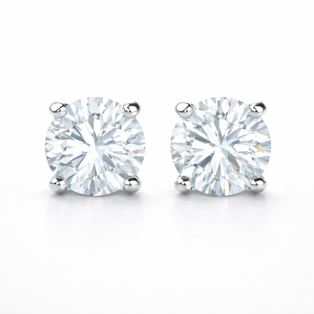 Aurora Signature Diamond Solitaire Stud Earrings – 6.5 mm | 925 Sterling Silver