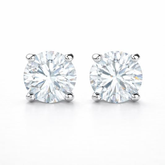 Aurora Signature Diamond Solitaire Stud Earrings – 6.5 mm | 925 Sterling Silver