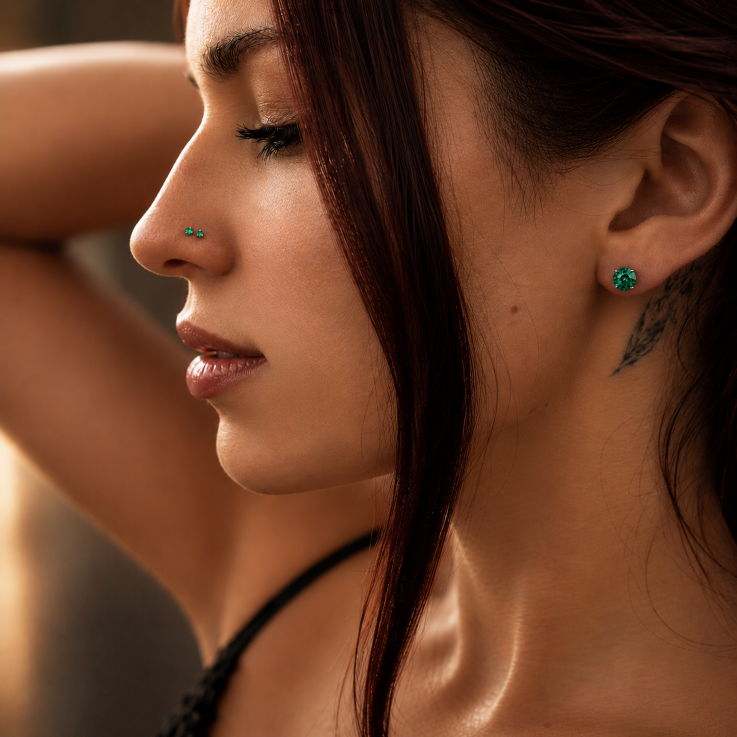 Aurora Signature Emerald Solitaire Stud Earrings – 6.5 mm | 925 Sterling Silver