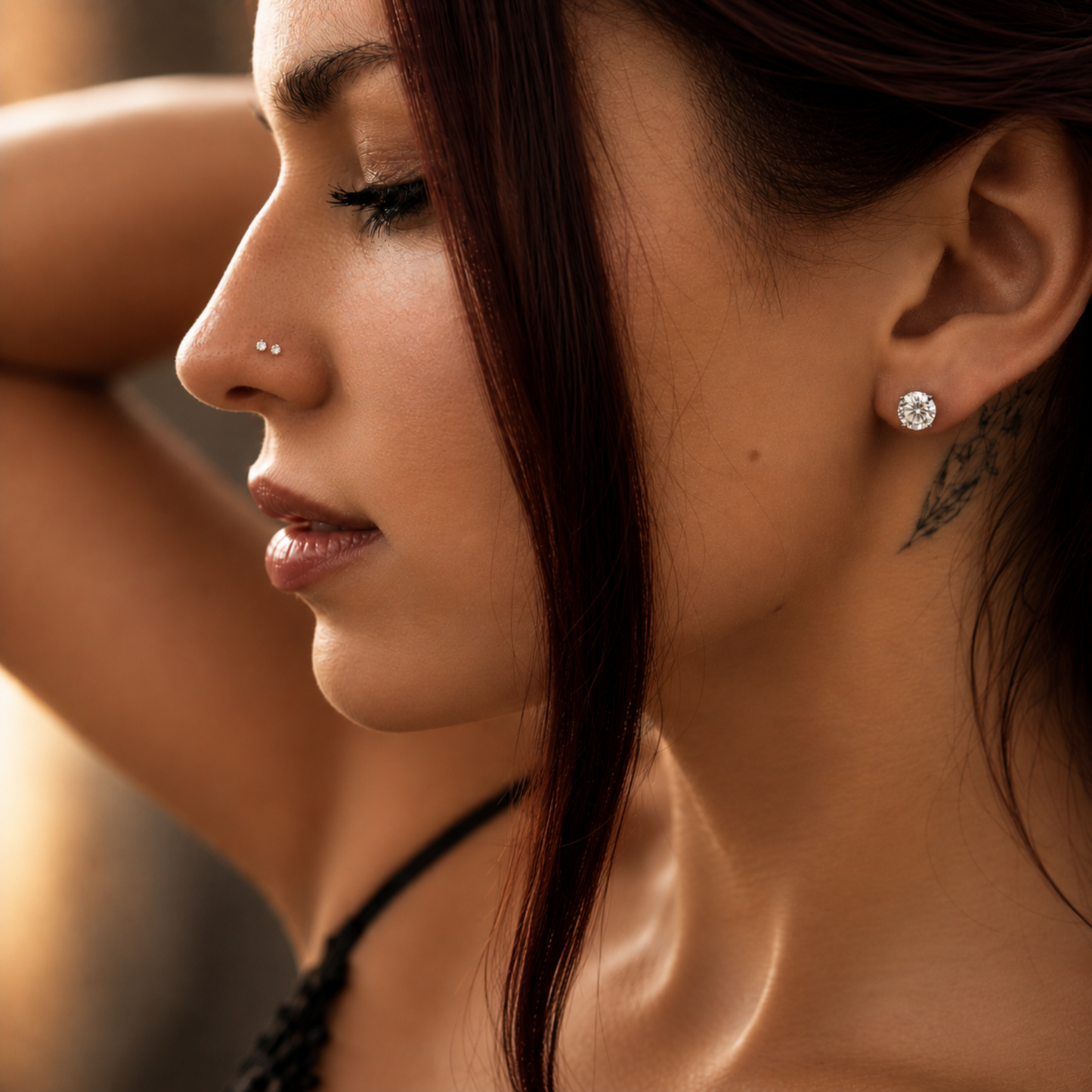 Aurora Signature Moissanite Solitaire Stud Earrings – 6.5 mm | 925 Sterling Silver