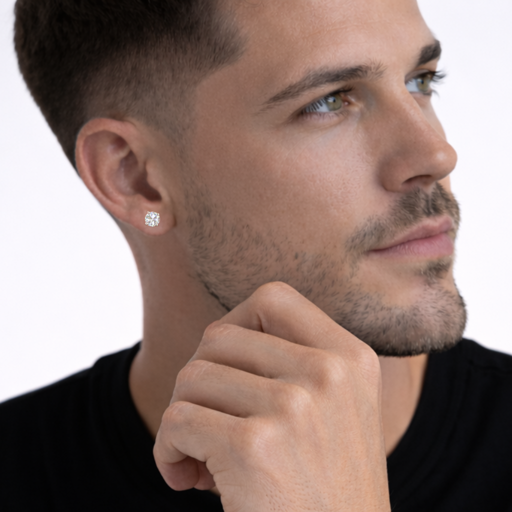 Aurora Signature Moissanite Solitaire Stud Earrings – 6.5 mm | 925 Sterling Silver