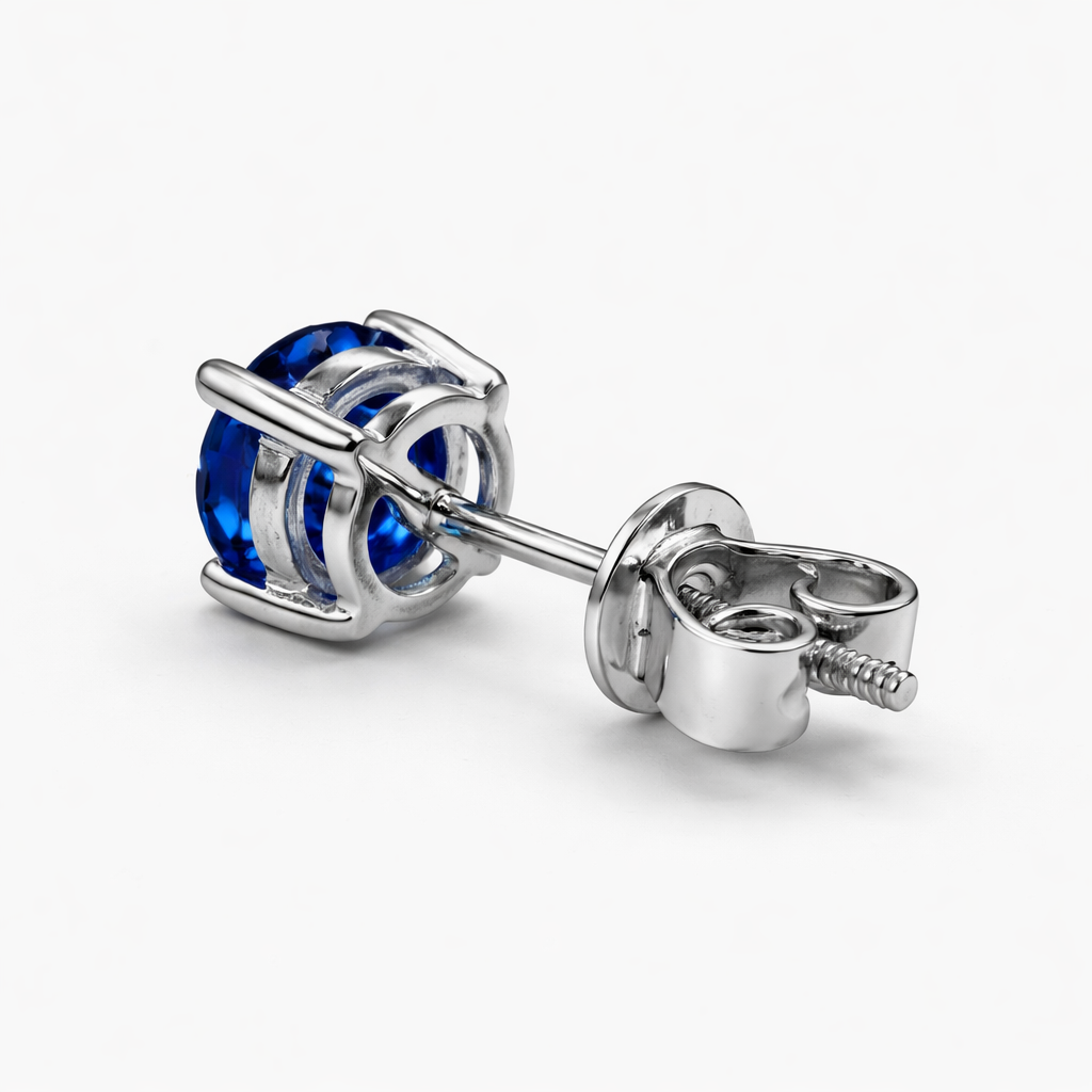 Aurora Signature Sapphire Solitaire Stud Earrings – 6.5 mm | 925 Sterling Silver