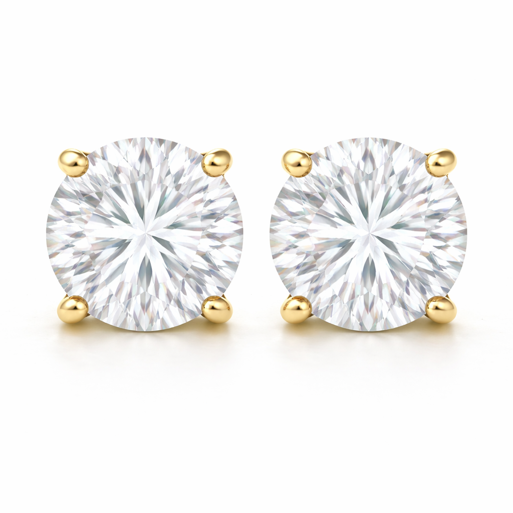 Aurora Statement Diamond Solitaire Stud Earrings – 7.5 mm | 14K Yellow Gold