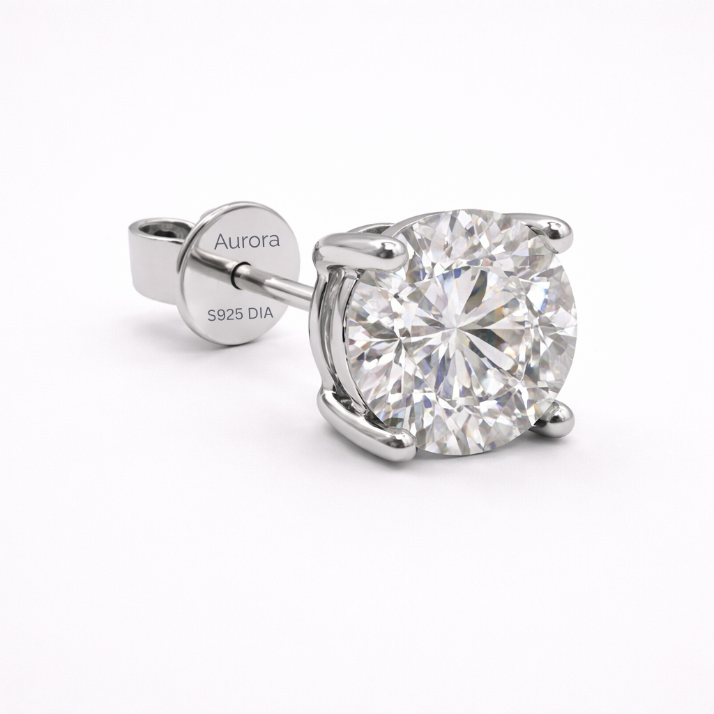 Aurora Statement Diamond Solitaire Stud Earrings – 7.5 mm | 925 Sterling Silver