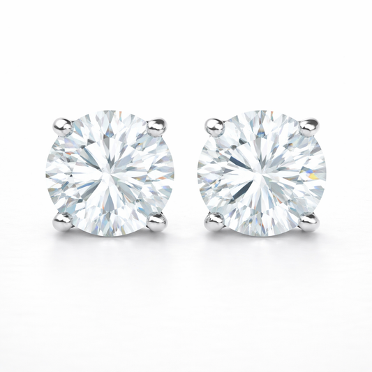 Aurora Statement Diamond Solitaire Stud Earrings – 7.5 mm | 925 Sterling Silver