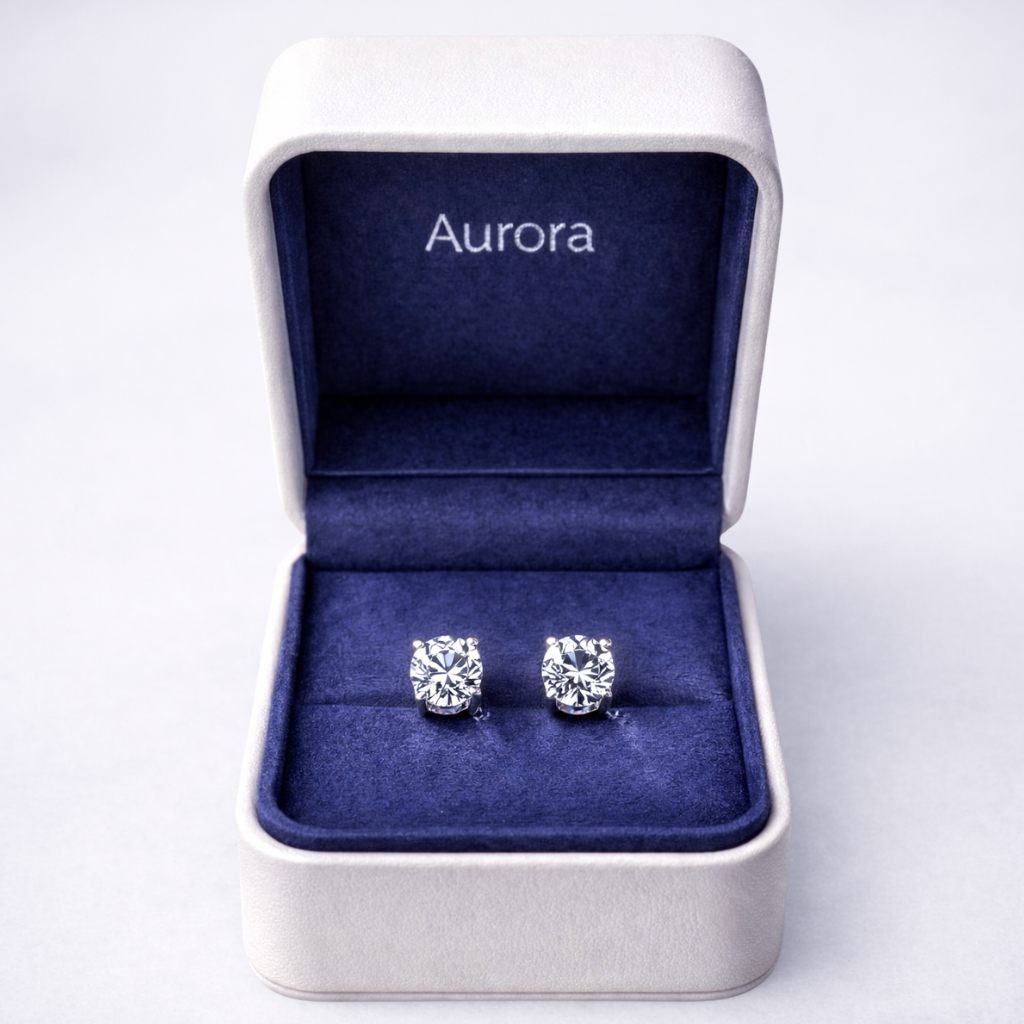 Aurora Statement Moissanite Solitaire Stud Earrings – 7.5 mm | 925 Sterling Silver