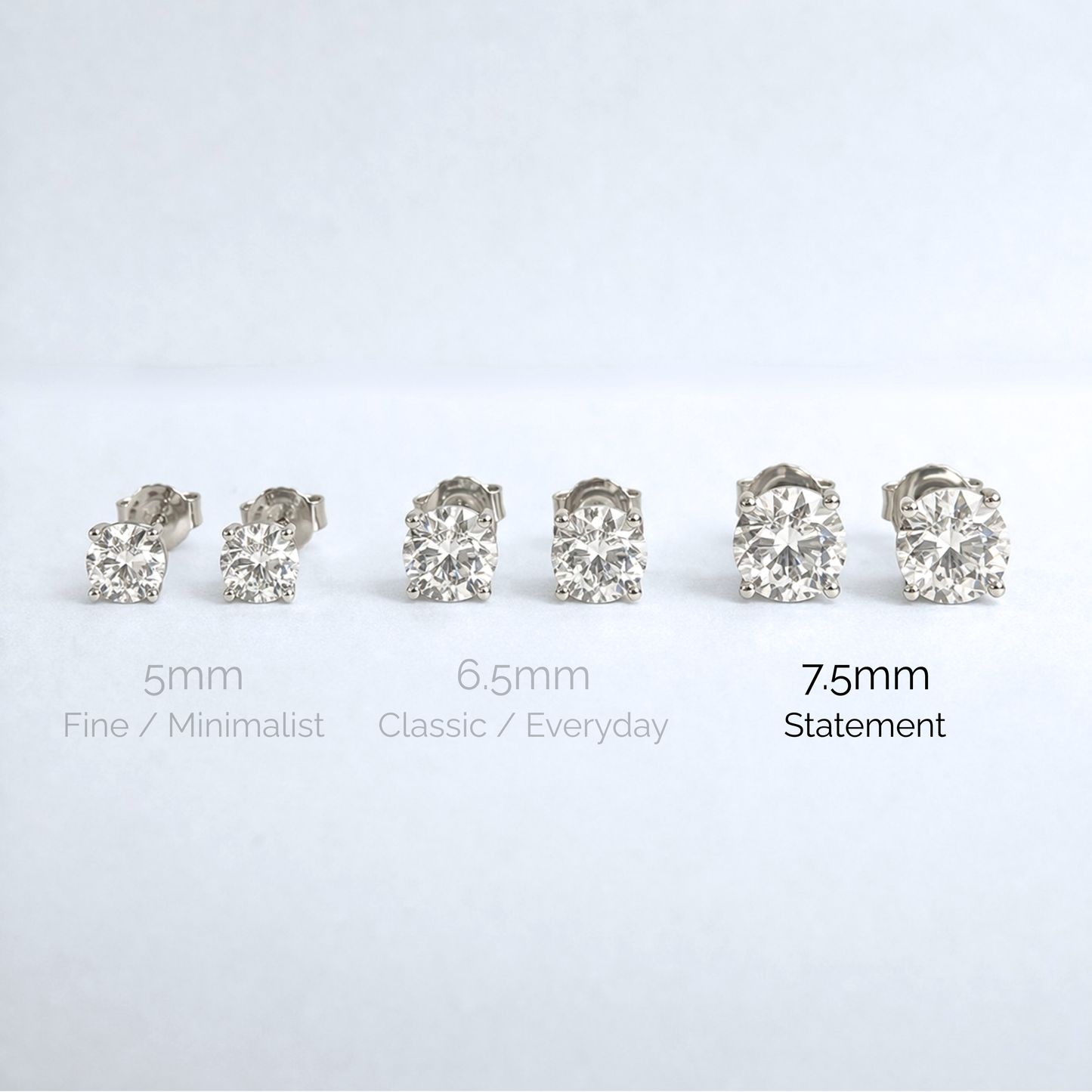 Aurora Statement Moissanite Solitaire Stud Earrings – 7.5 mm | 925 Sterling Silver