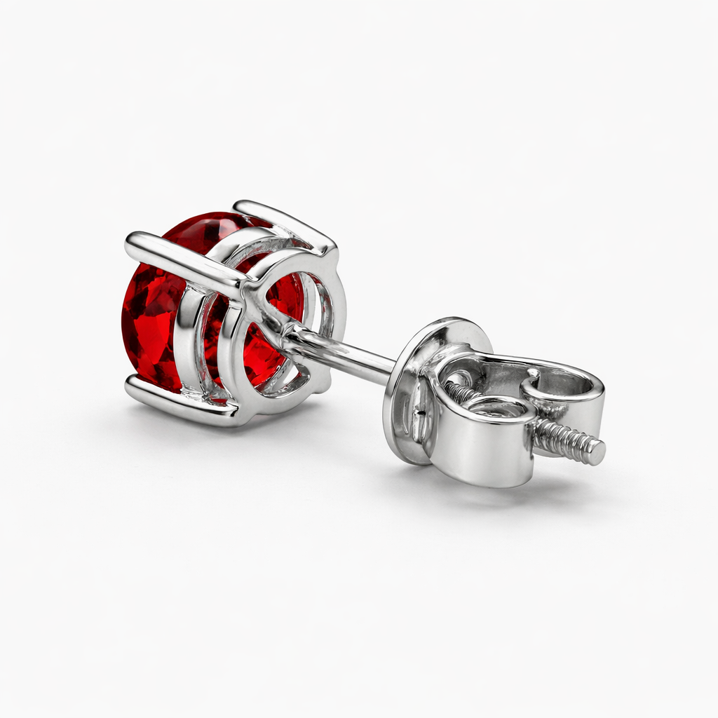 Aurora Statement Ruby Solitaire Stud Earrings – 7.5 mm | 925 Sterling Silver