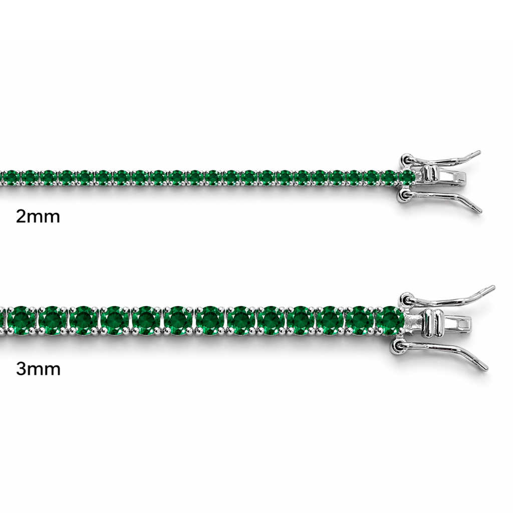 Cadena de tenis Signature Aurora – Esmeralda de 3 mm | Plata de ley 925
