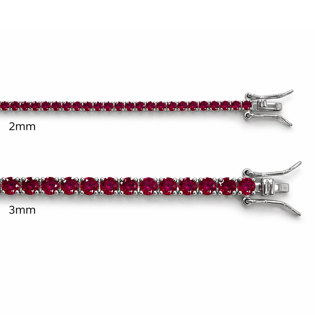 Cadena de tenis Signature Aurora – Rubí de 3 mm | Plata de ley 925